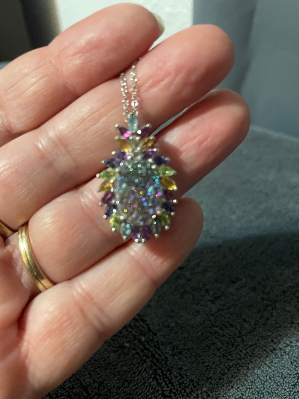 Multicolor Crystal Cluster Pendant Necklace - Women's Jewelry